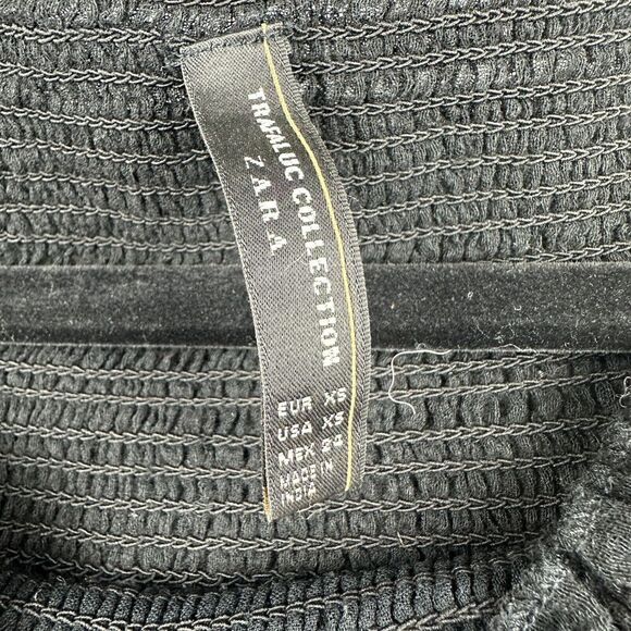 2/$30 Zara Black Oversized Flowy Blouse Top Size XS Whimsigoth Boho Smocked - Picture 7 of 9